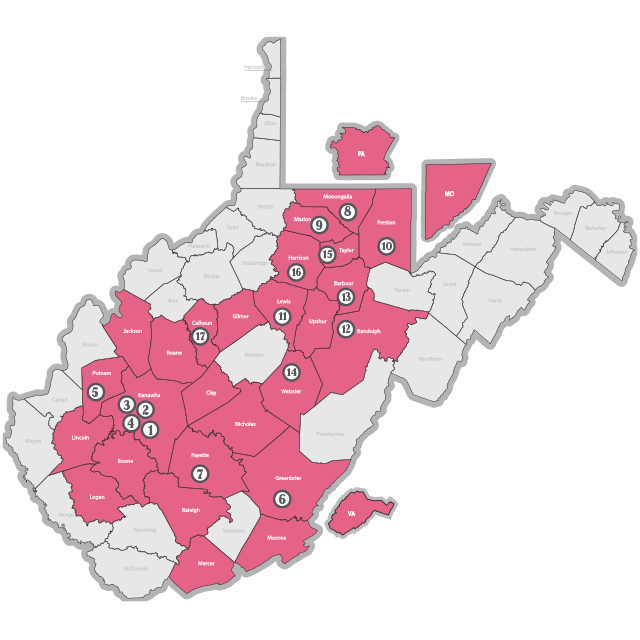 Map of Vandalia Health locations