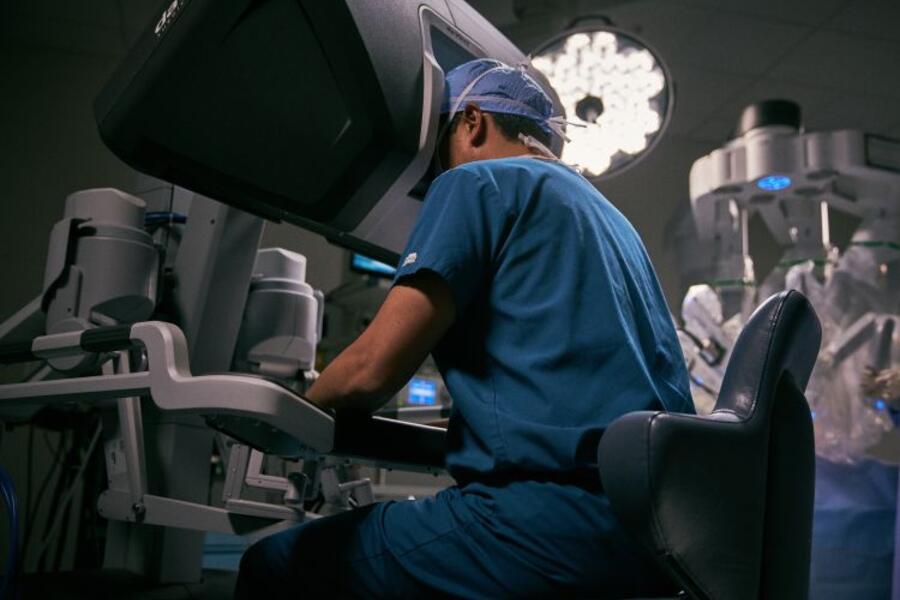 Surgeon at console